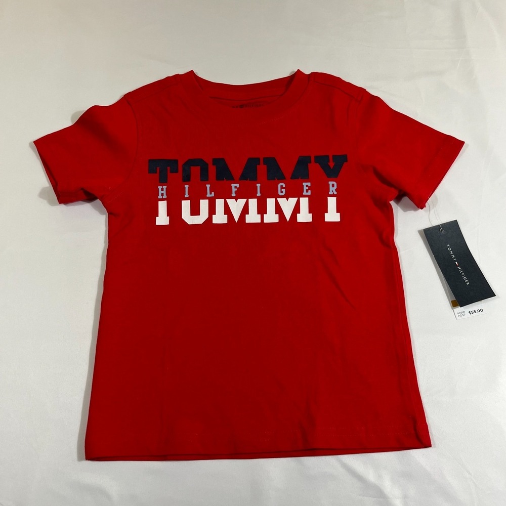 Tommy Hilfiger Kids Shirt 3T Red Graphic Tee New With Tags Short Sleeve Cotton